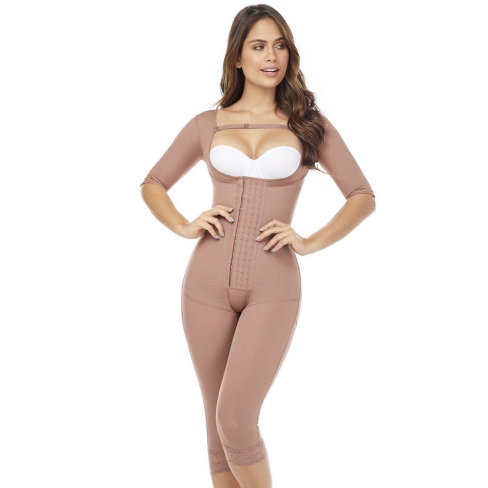 NWT Fajas MariaE FQ114 |Colombian Shapewear with Sleeves | Knee Length Bodysuit🤎